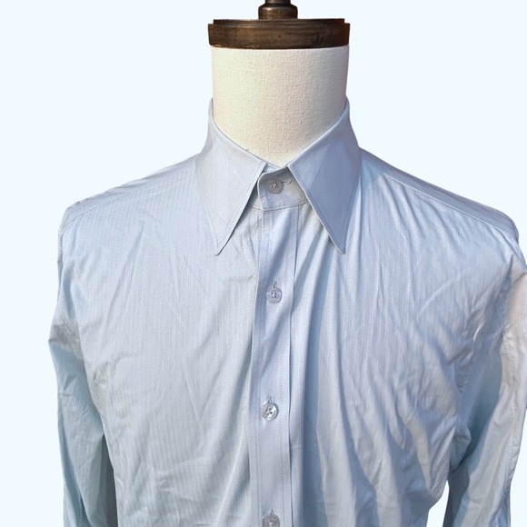 7‎ Diamonds Dress Shirt Robins Egg Blue Vertical Stripe Stretch Mens L Hipster - Picture 1 of 7